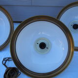 Suspension in white opaline, its edge in aged brass