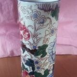 Vase soliflore in earthenware of Gien decoration Mauves 1940