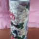 Vase soliflore en faïence de Gien décor mauves 1940