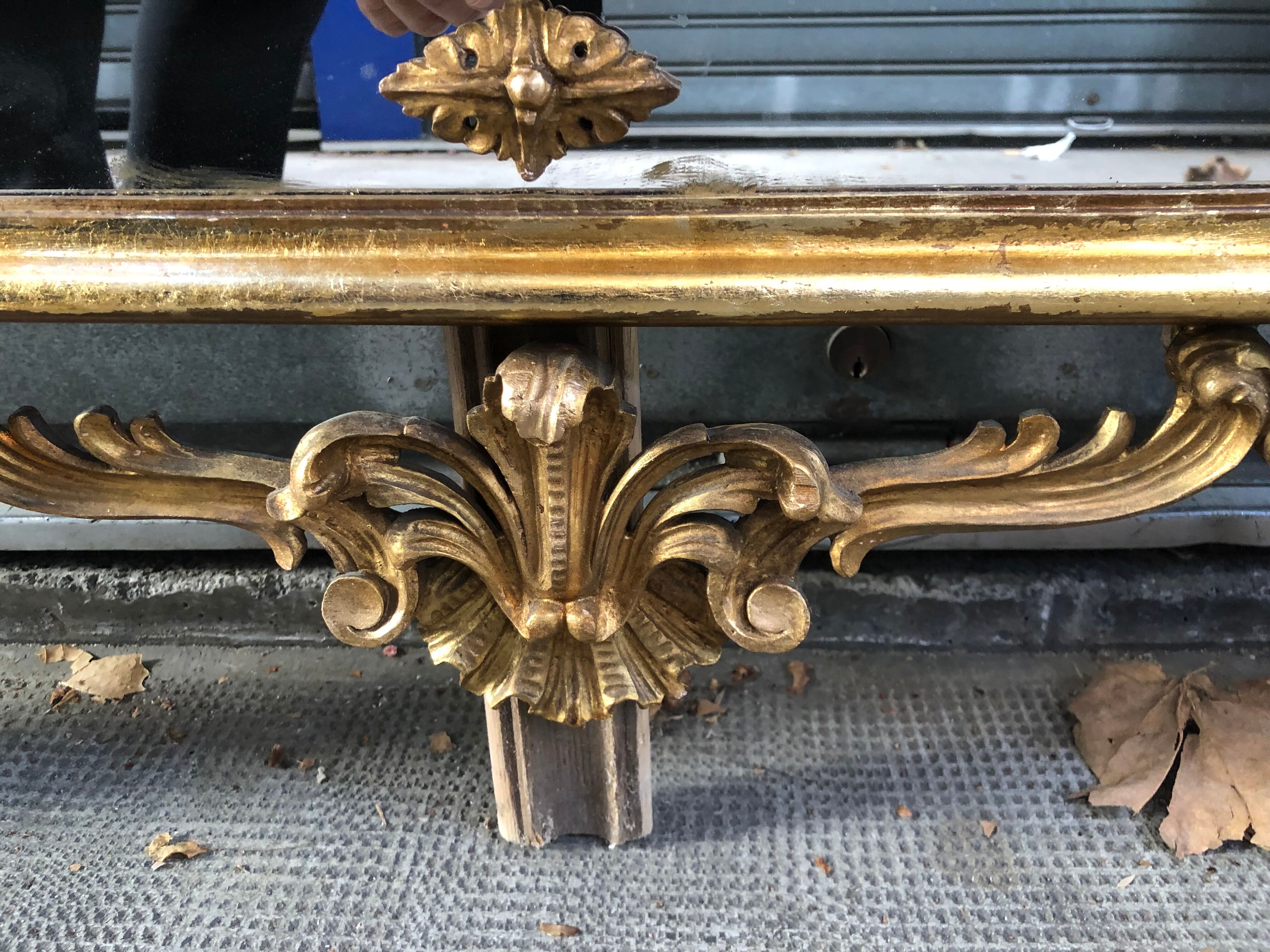 Gilded wooden mirror in baroque style  100x180cm