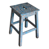 Blue patinated farm stool