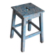 Blue patinated farm stool