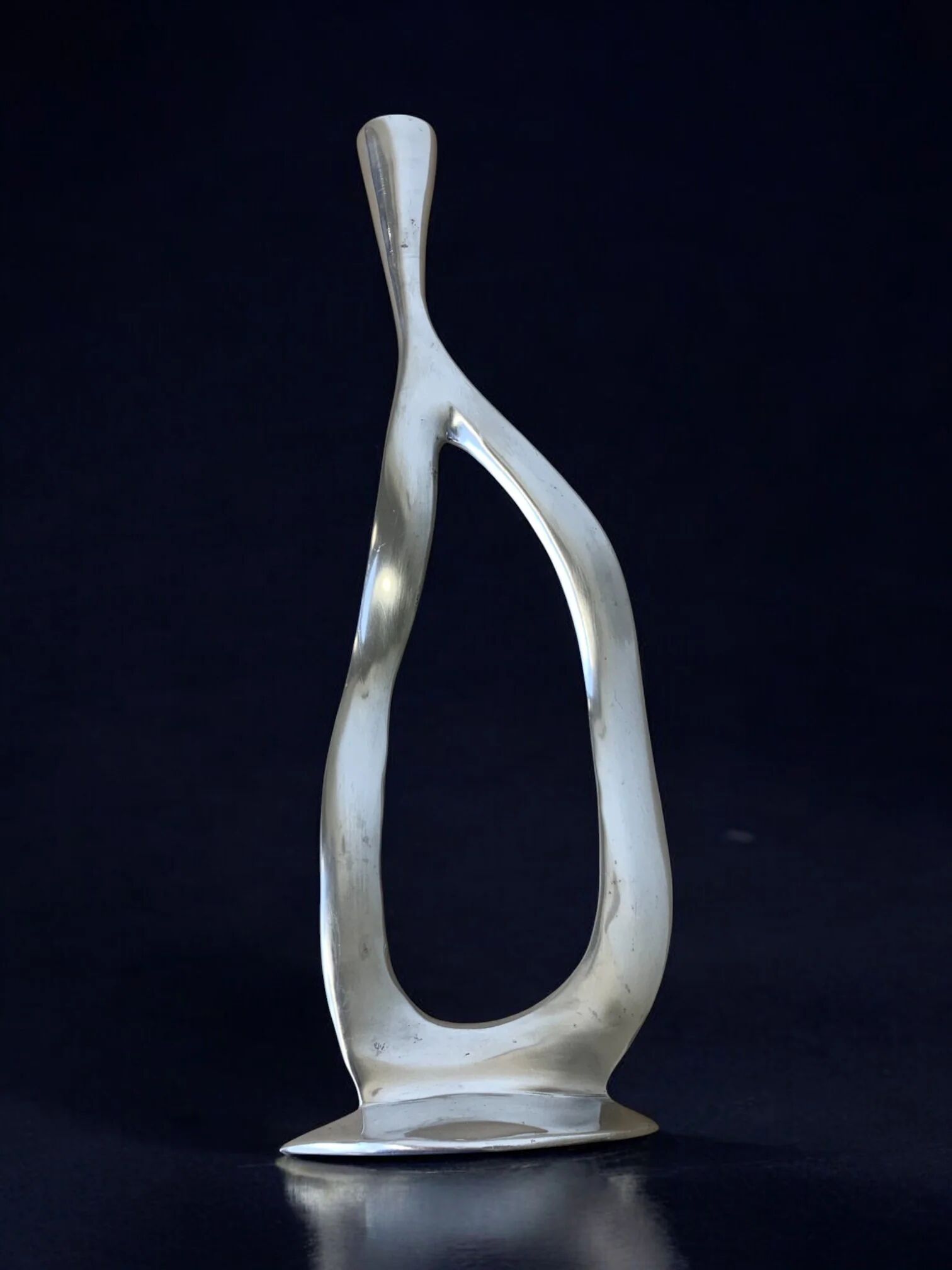 Biomorphic candleholder, solid aluminium, 1970s