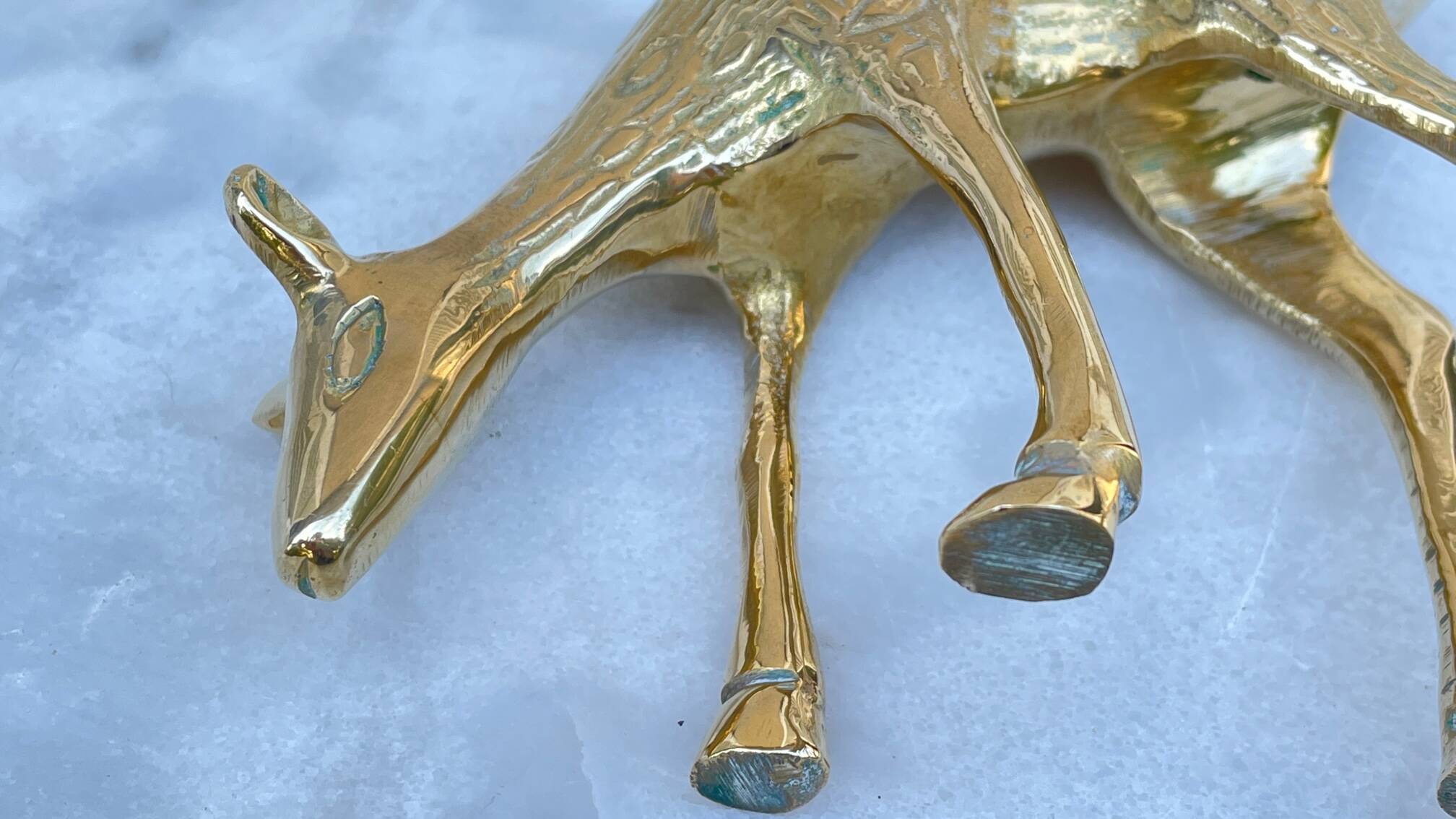Vintage fawn solid brass animal
