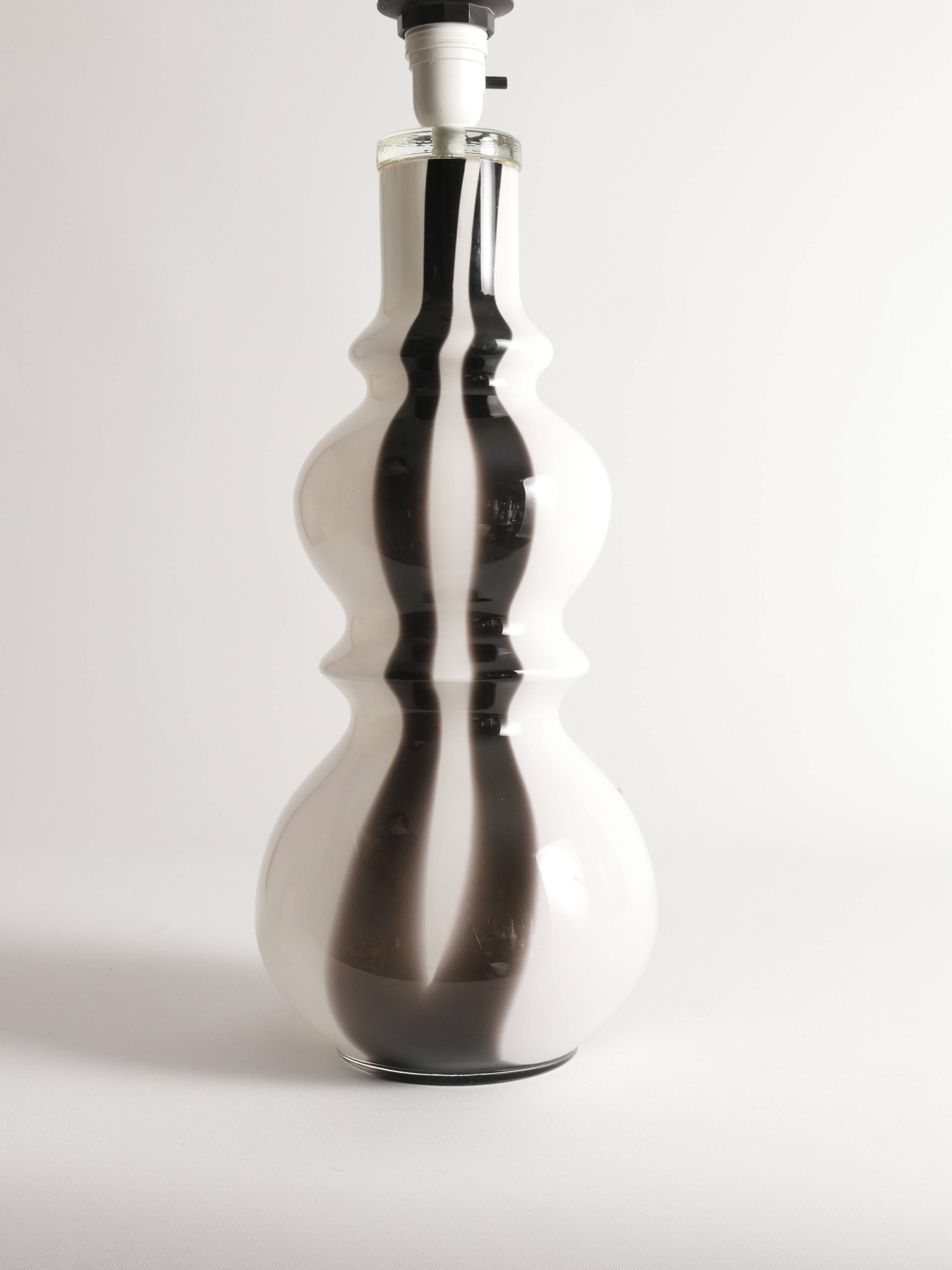 Sculptural Art Glass Murano Style Table Lamps, Black & White, 1960s, Set of 2
