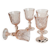 Petits verres à vin Luminarc vintage français des années 70, gobelets à liqueur Rosaline