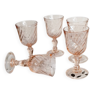 Small Vintage French Luminarc Wine Glasses from the 70s, Rosaline Liqueur Tumblers
