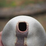 Free-form Soliflore - cracked white enamel - organic ceramic - 80s