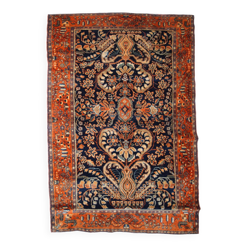 Handmade antique Persian Sarouk rug 4.1' x 6.7' (125cm x 204cm) 1920s - 1B782