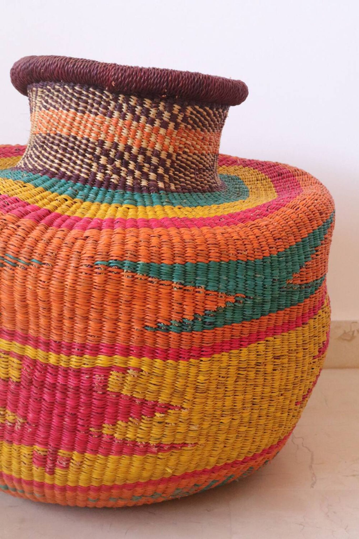 Bolga Basket African Decorative Basket Multicolor