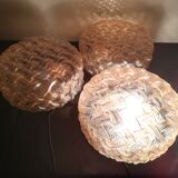 Three plafonniers in verre souffle