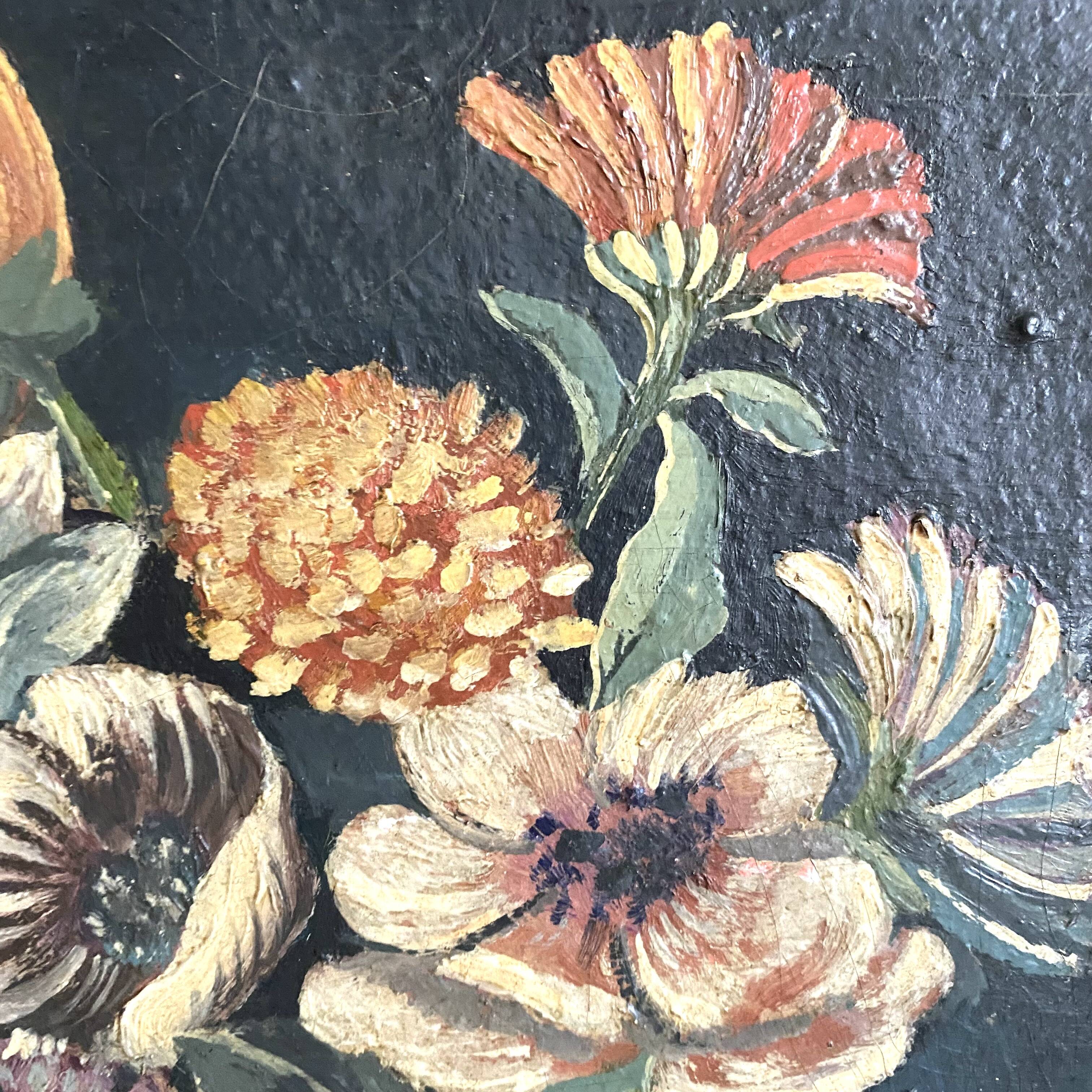Oil on canvas, framed still life bouquet of flowers