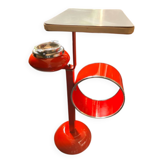 Red magazine ashtray on stand from the 70s