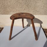 Antique tripod milking stool – folk art – patinated solid wood