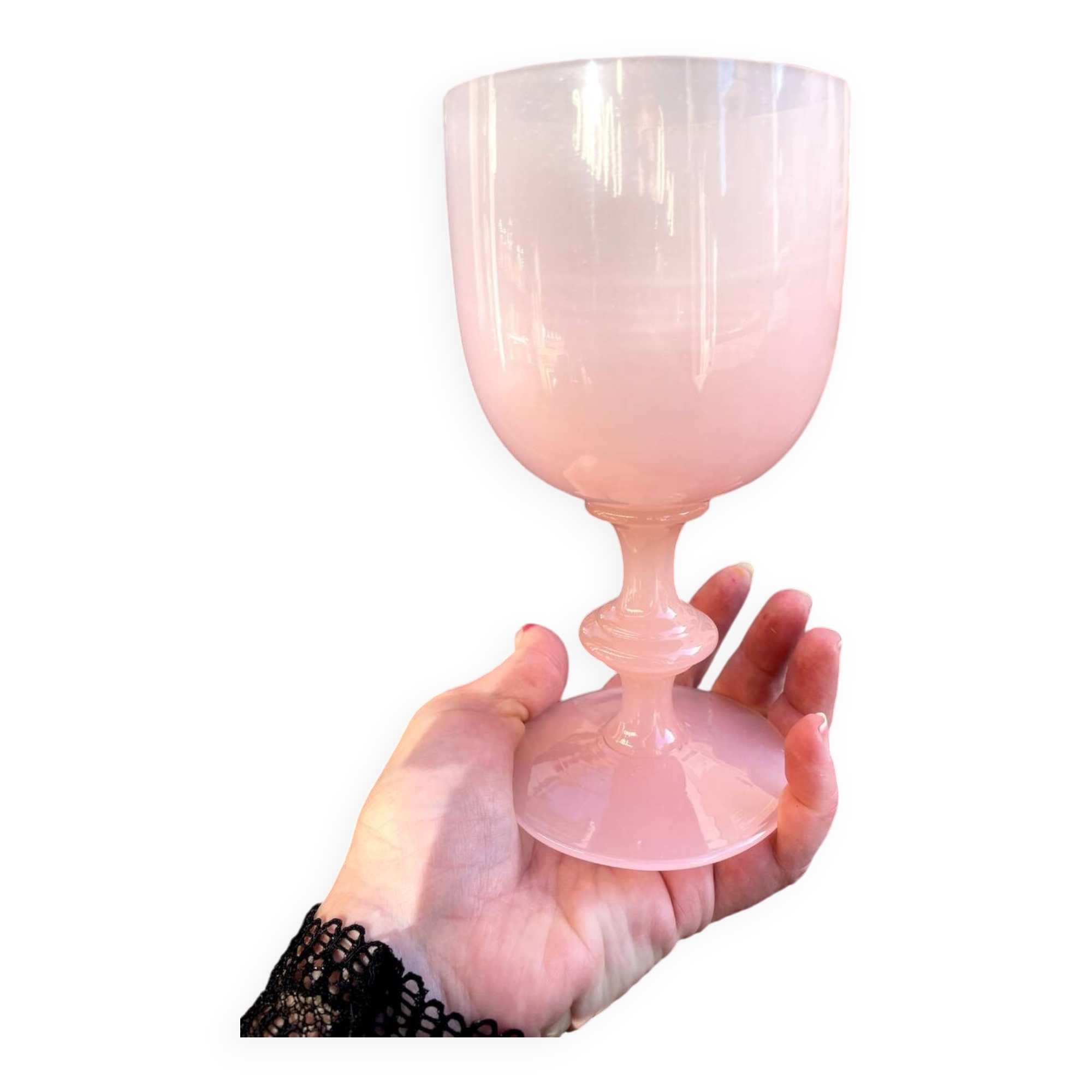Pale pink opaline goblet glass
