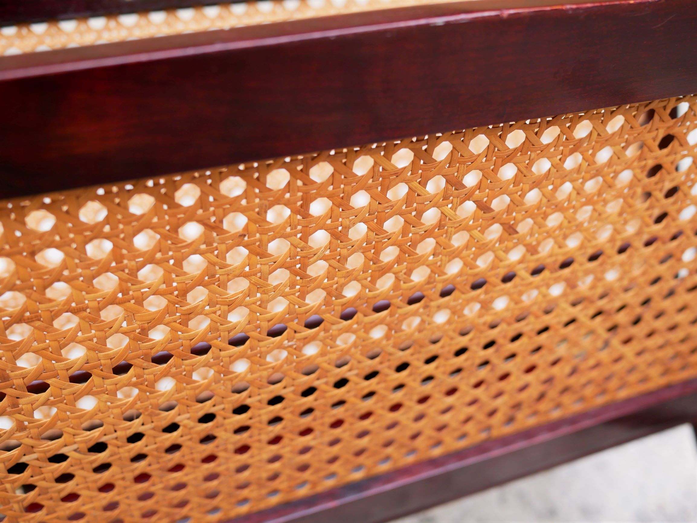 Folding magazine holder wood and caning by Cesare Lacca, made in Italy