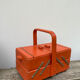 Orange wooden sewing box 1960 1970