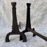 Paire de chenets Art déco en fonte
