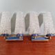 Pair of double wall lights in glass and blue lacquered metal, 1950s-60s