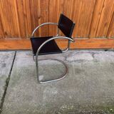 Set of 2 black chrome Bauhaus chairs in tubular steel - Italian design from the 1970s.