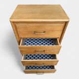 Chiffonnier pieds compas bois brut 1950