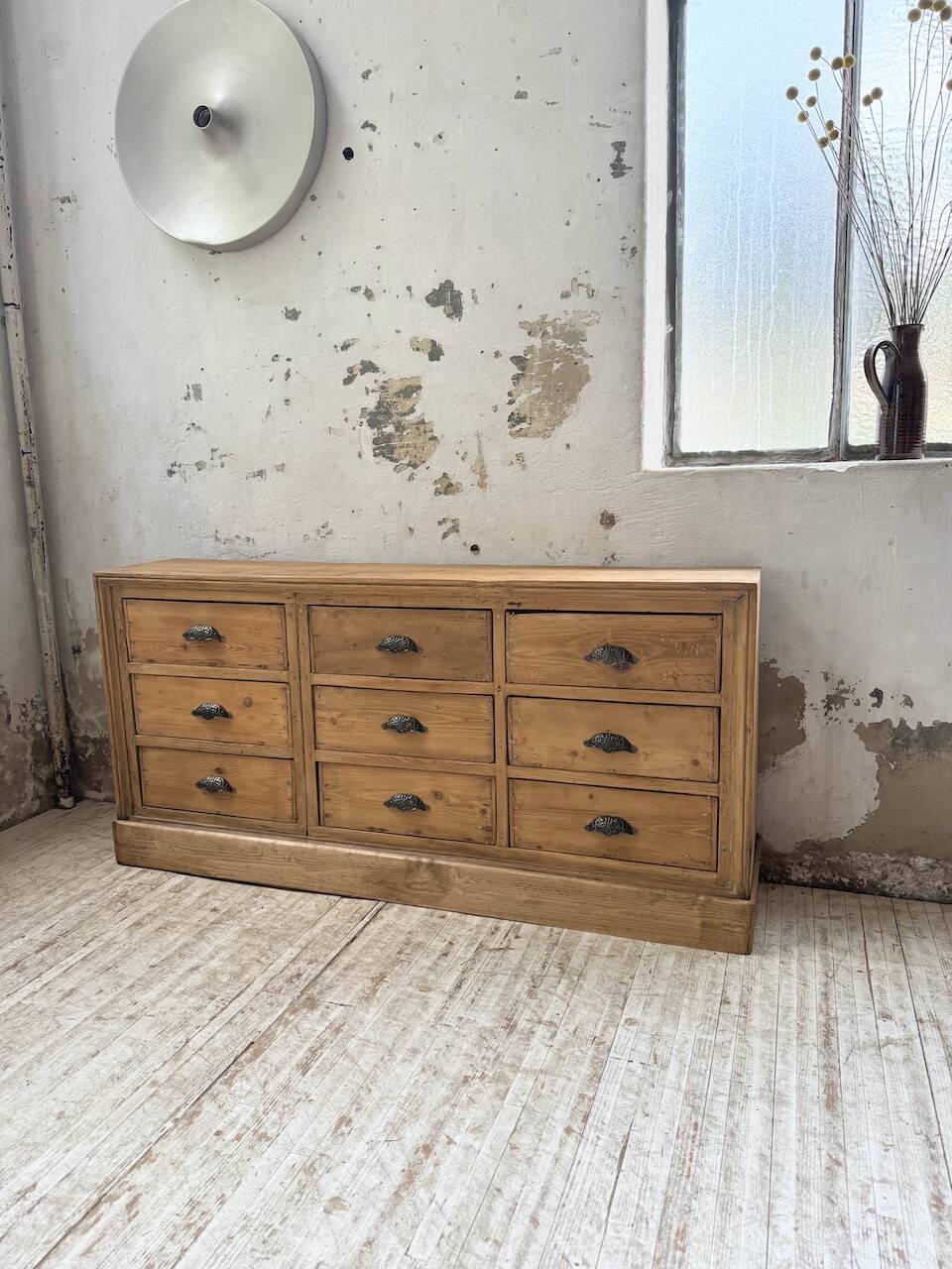 Pine craft cabinet with drawers