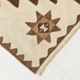 3x12 Vintage Beige & Brown Kilim Runner Rug, 95x373Cm