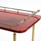 Superbe grand chariot de service en peau de chèvre rouge Aldo Tura des années 1960 | Fabriqué en Italie