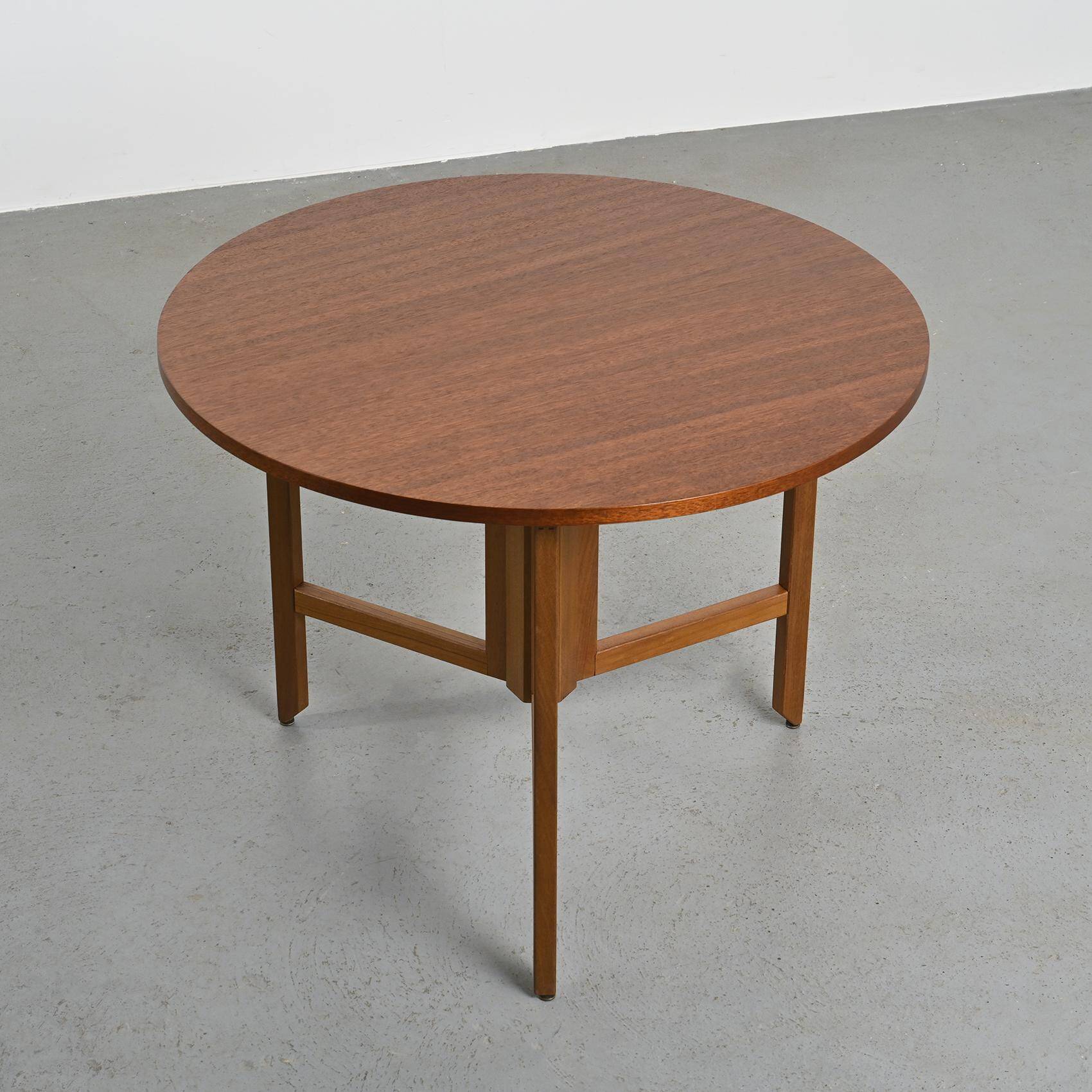 André Sornay round mahogany table, Sornay Furniture 1960