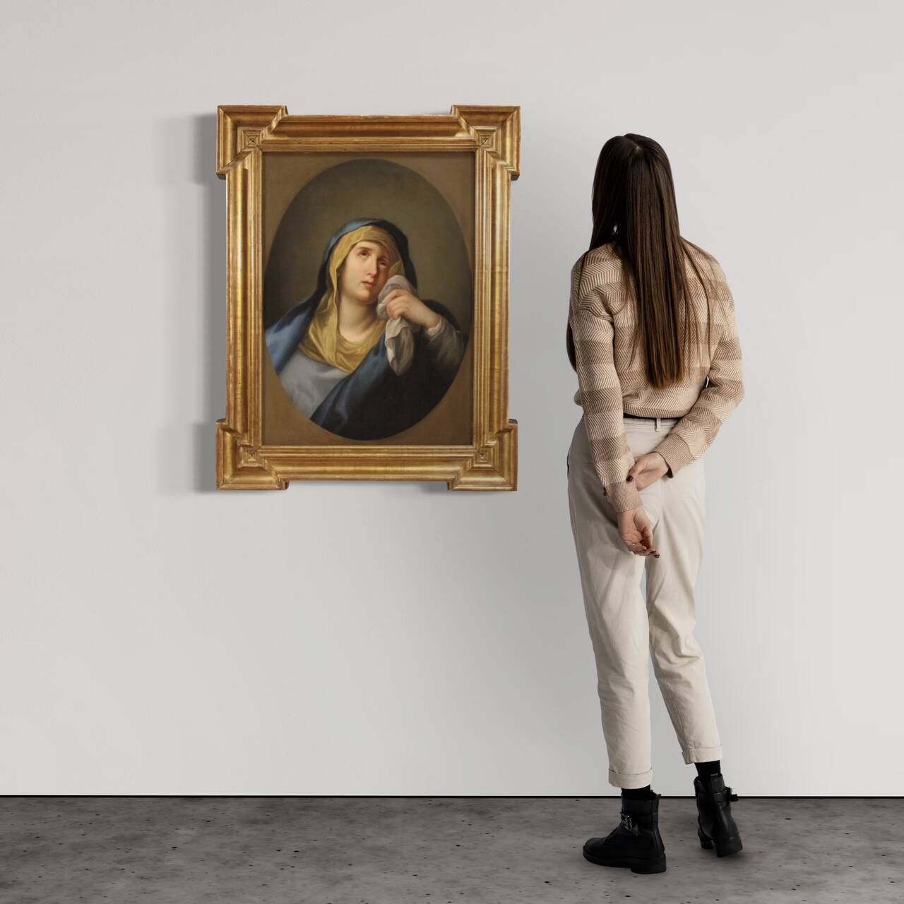 Antique painting of the Virgin of Sorrows from the 18th century