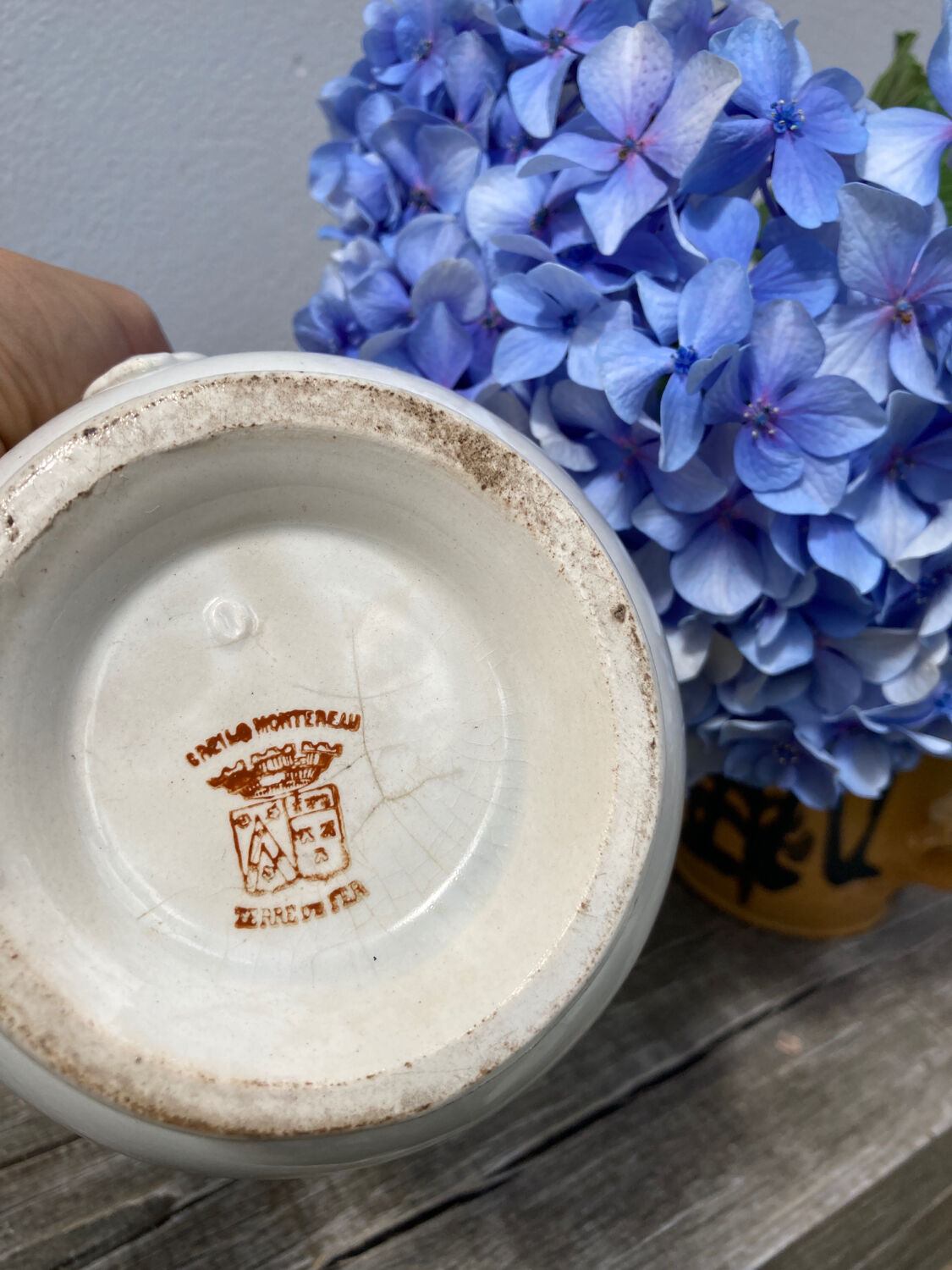 White pitcher earthenware Creil and Montereau nineteenth