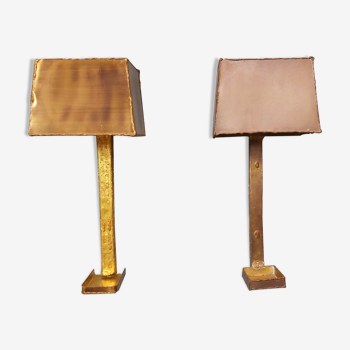 Pair of brass wall lamps, Paul Moerenhout, 70s