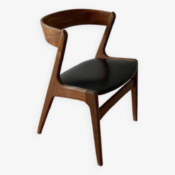 Chaise danoise en teck et cuir, années 60-70