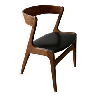 Chaise danoise en teck et cuir, années 60-70