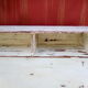 Large wooden desk with patinated bleacher