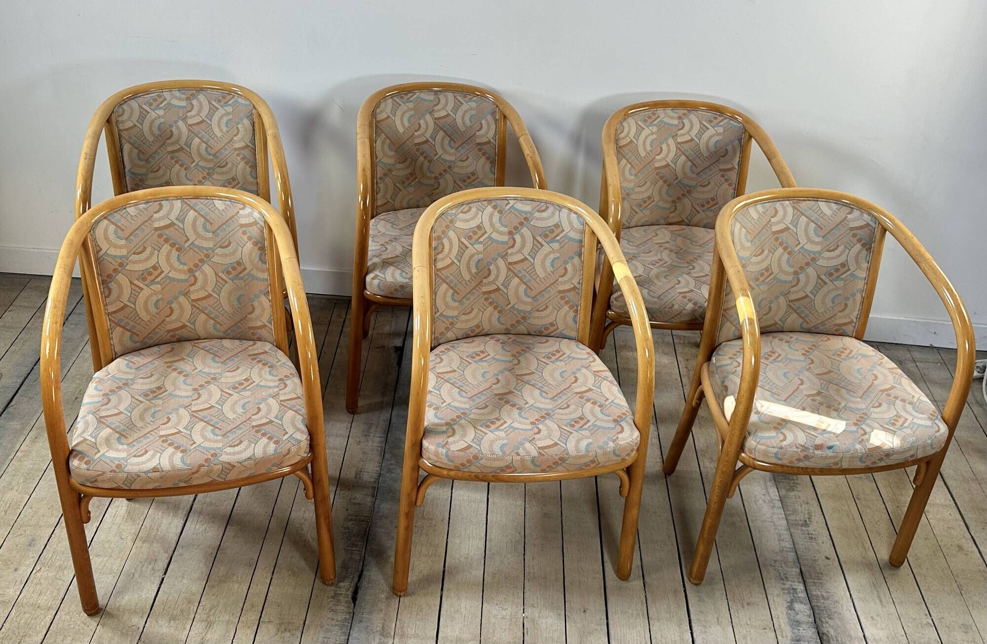 Set of 6 Baumann armchairs France 1980s