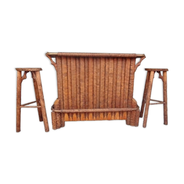Bar style bois brut chalet montagnard 1970