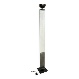 Italian floor lamp in glass and metal blades, 1980