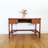 Rattan and cane desk
