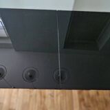 Italian Design Extendable Table in Black Glass and Chrome Legs 1980