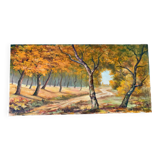 tableau huile sur toile paysage automnal signé "Senneret" vintage
