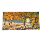 oil painting on canvas autumnal landscape signed "Senneret" vintage