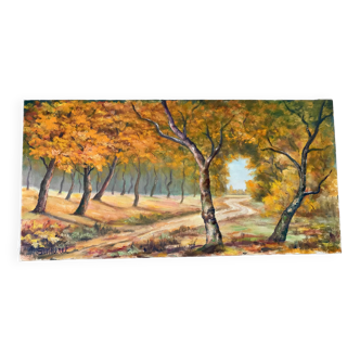 oil painting on canvas autumnal landscape signed "Senneret" vintage