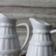 2 old french pitchers in white ceramic, circa 1960