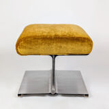 Stainless steel coffee table and stool, by the Roche Bobois design office, 1970