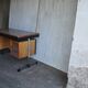 Bureau in Bauhaus mid-century style made of wood and black leather, Hungarian 1960s.