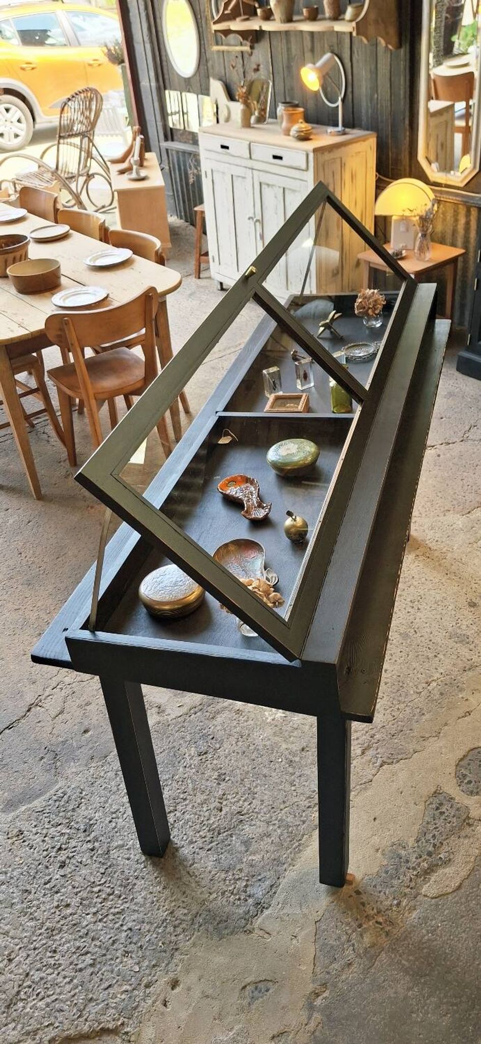 Antique display cabinet on legs