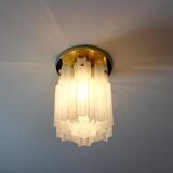 Brass ceiling light and frosted glass Glash-tte Limburg