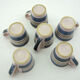 6 coffee cups - enamelled ceramic saucers
