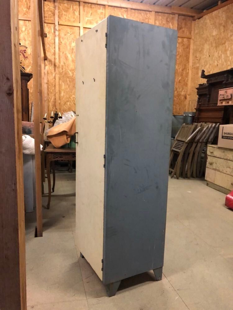 Old metal cabinet 4 shelves and hospital cloakroom